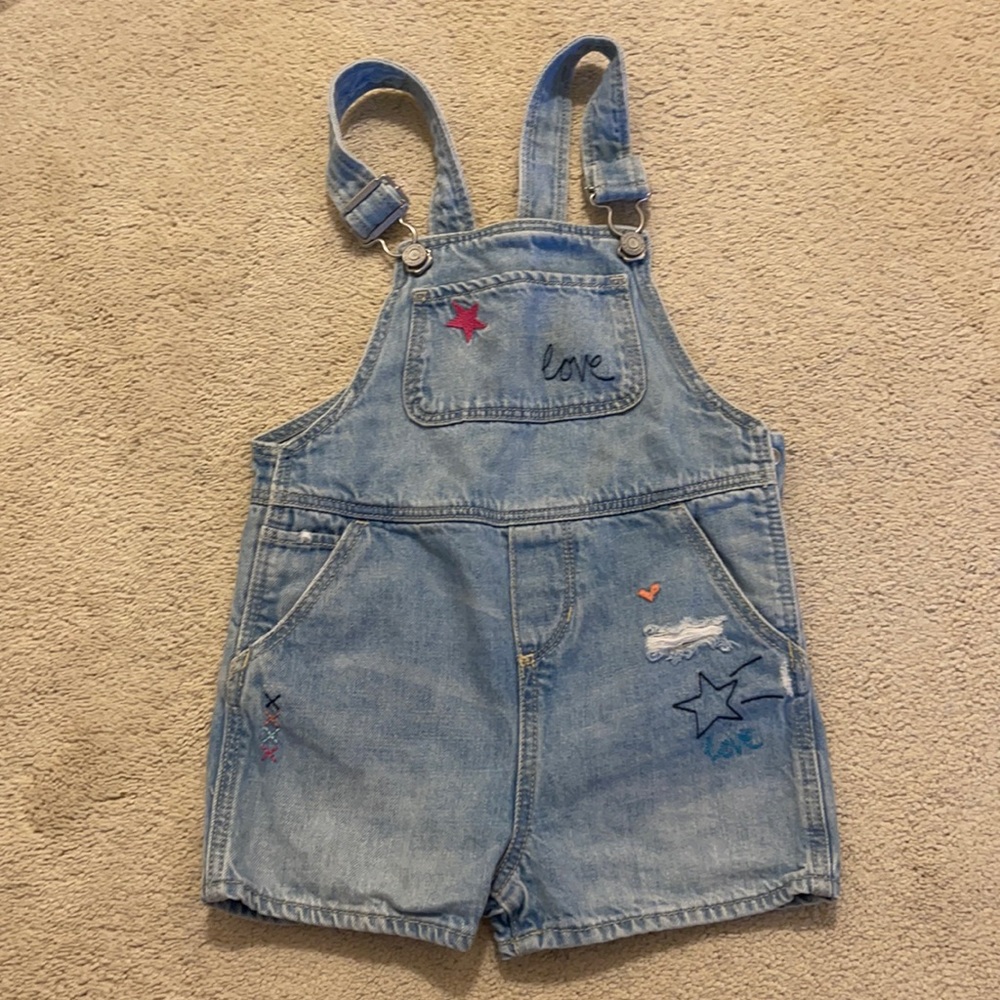 Gap girl denim overall shorts